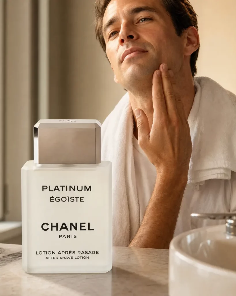 Chanel Platinum Egoiste Pour Homme After Shave Lotion - sfeerfoto in gebruik