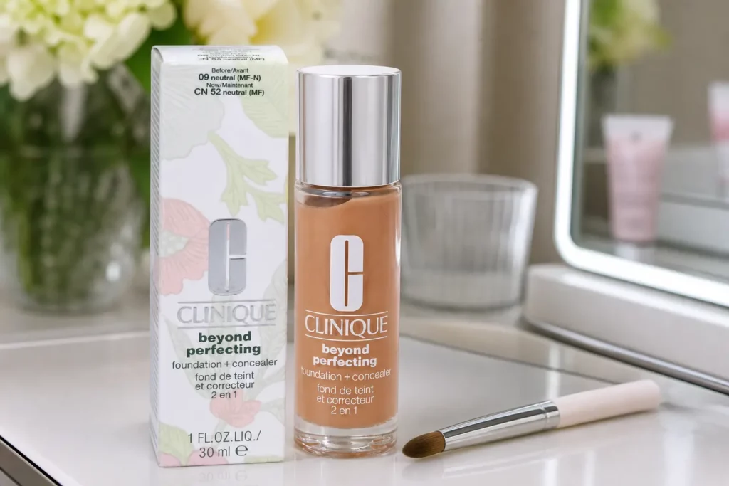 Clinique Beyond Perfecting Foundation + Concealer #09 Neutral - sfeerfoto shade-setting