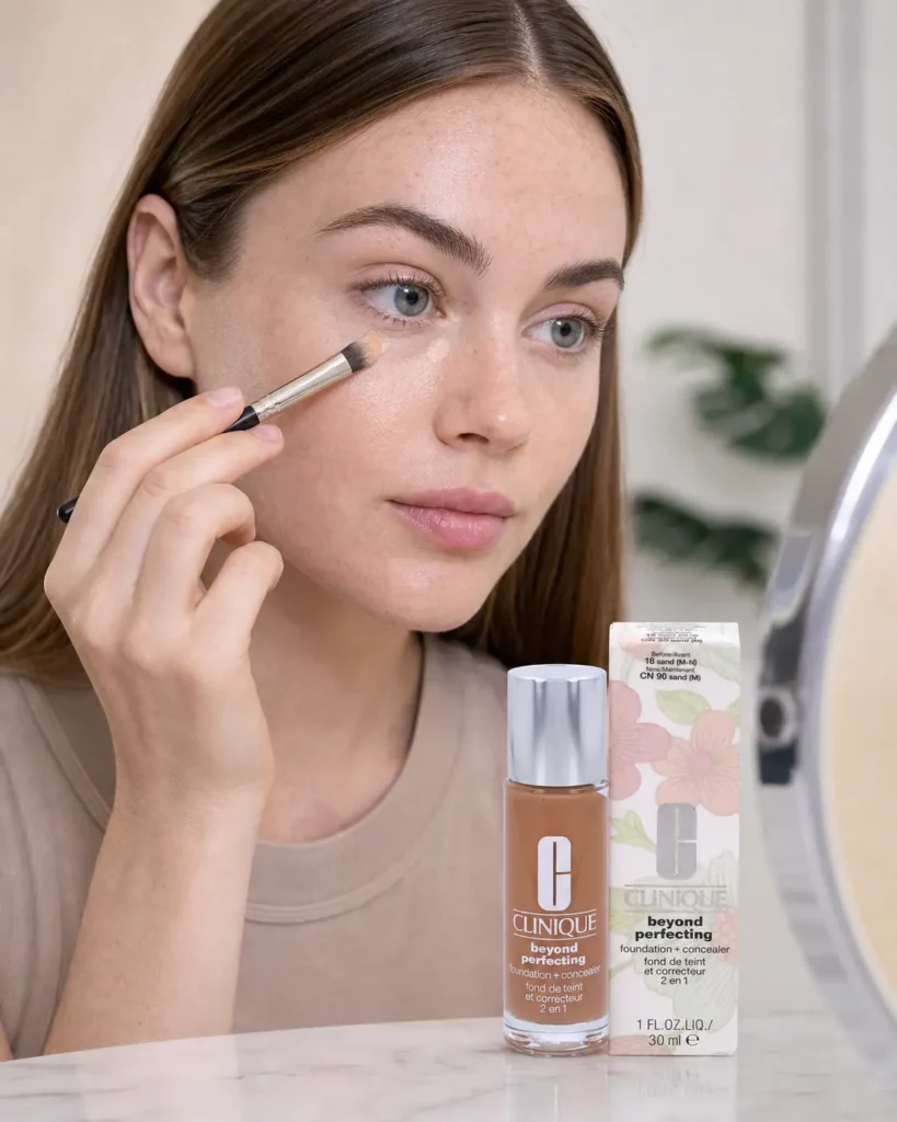 Clinique Beyond Perfecting Foundation + Concealer CN 90 Sand - sfeerfoto application