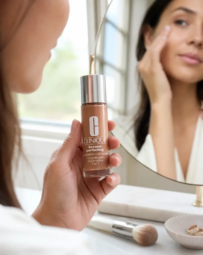 Clinique Beyond Perfecting Foundation + Concealer CN 90 Sand - sfeerfoto shade-setting