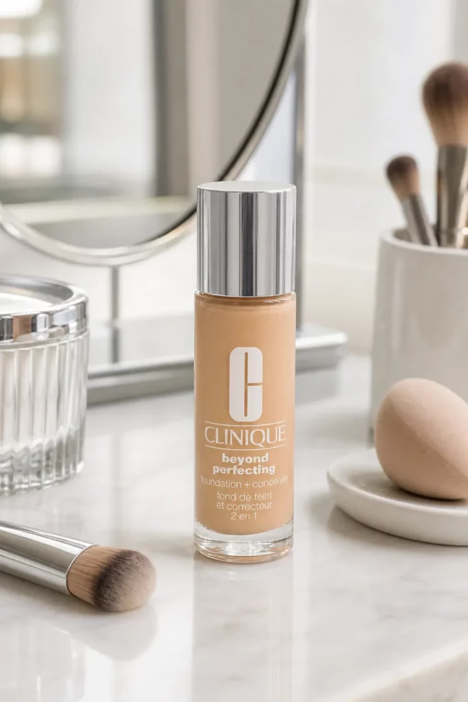 Clinique Beyond Perfecting Foundation + Concealer CN08 Linen - sfeerfoto shade-setting