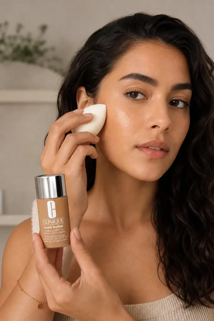 Clinique Even Better foundation SPF15 CN 70 Vanilla - sfeerfoto application