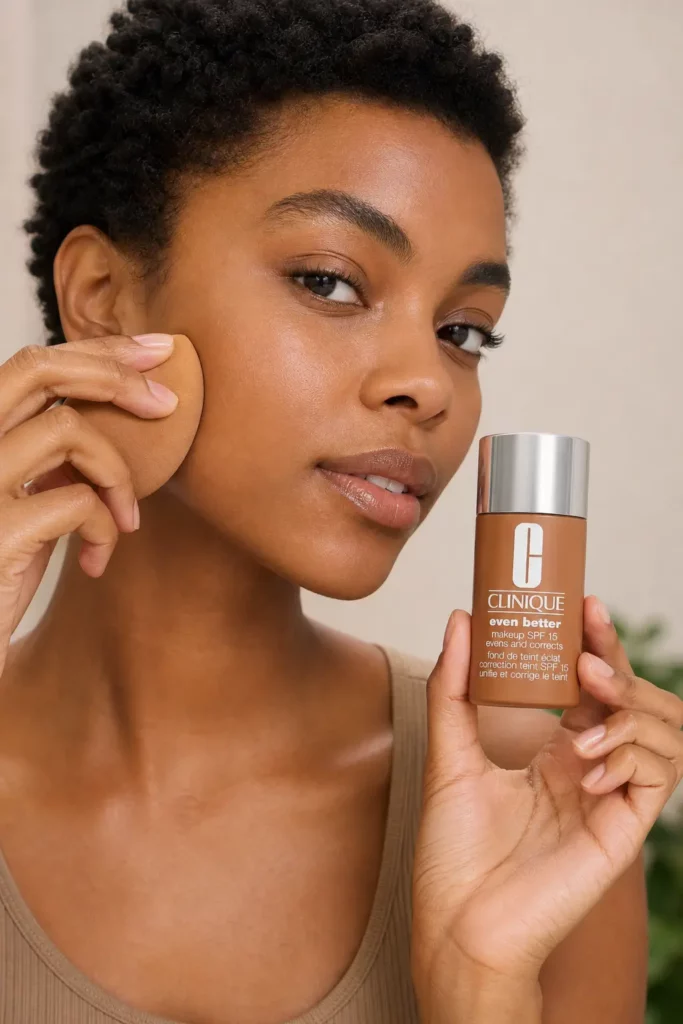 Clinique Even Better foundation SPF15 CN78 Nutty - sfeerfoto application