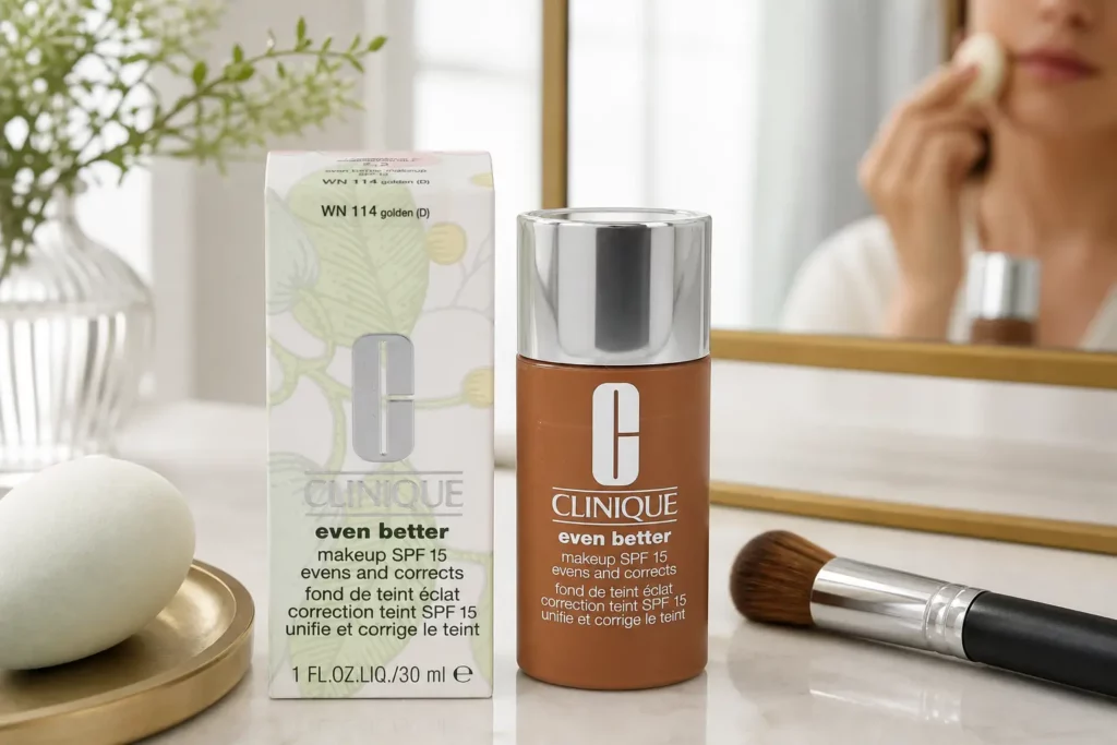 Clinique Even Better foundation SPF15 WN 114 Golden - sfeerfoto shade-setting