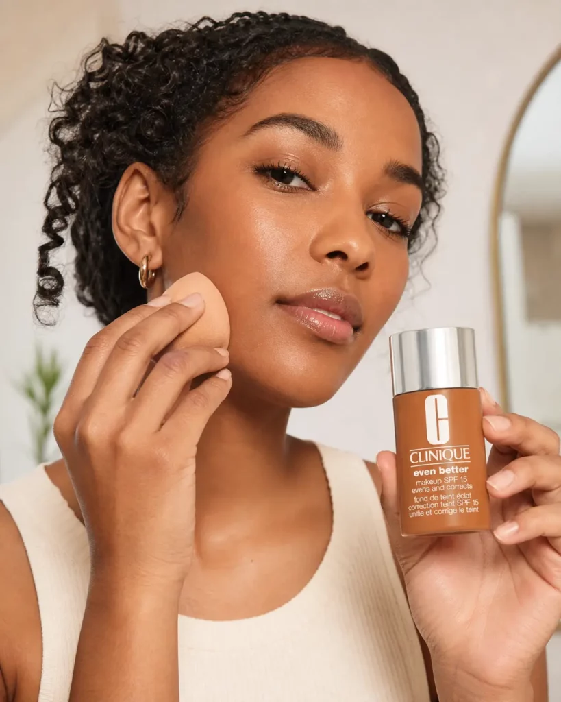 Clinique Even Better foundation SPF15 WN 94 Deep Neutral - sfeerfoto application