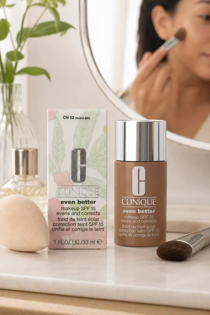 Clinique Even Better Make-Up SPF15 CN 52 Neutral - sfeerfoto shade-setting