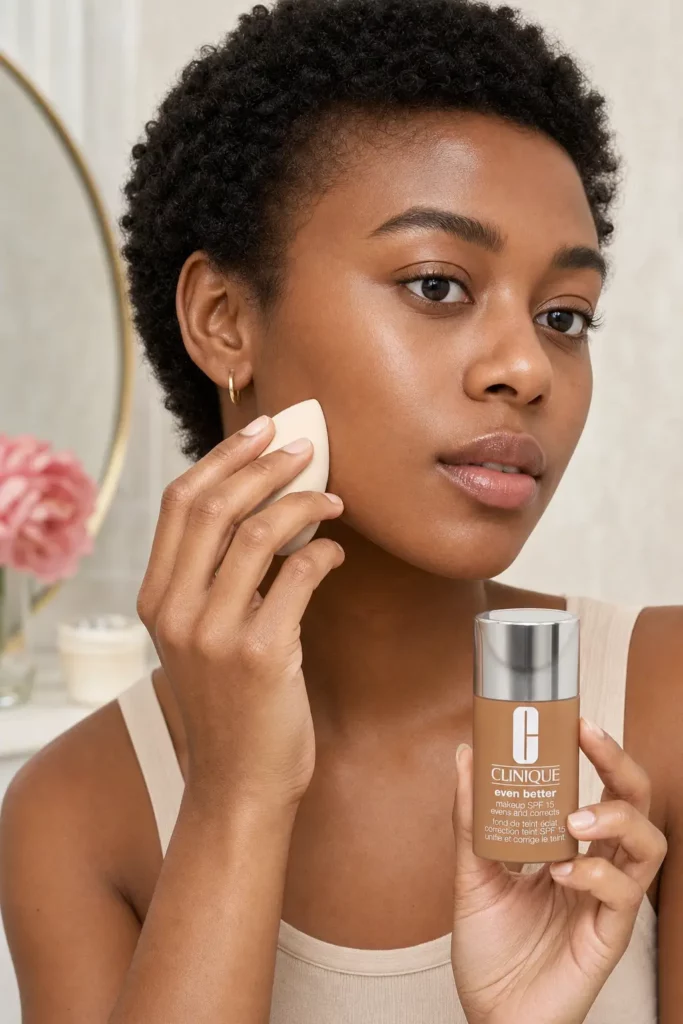 Clinique Even Better Make Up SPF15 WN 46 Golden Neutral - sfeerfoto application