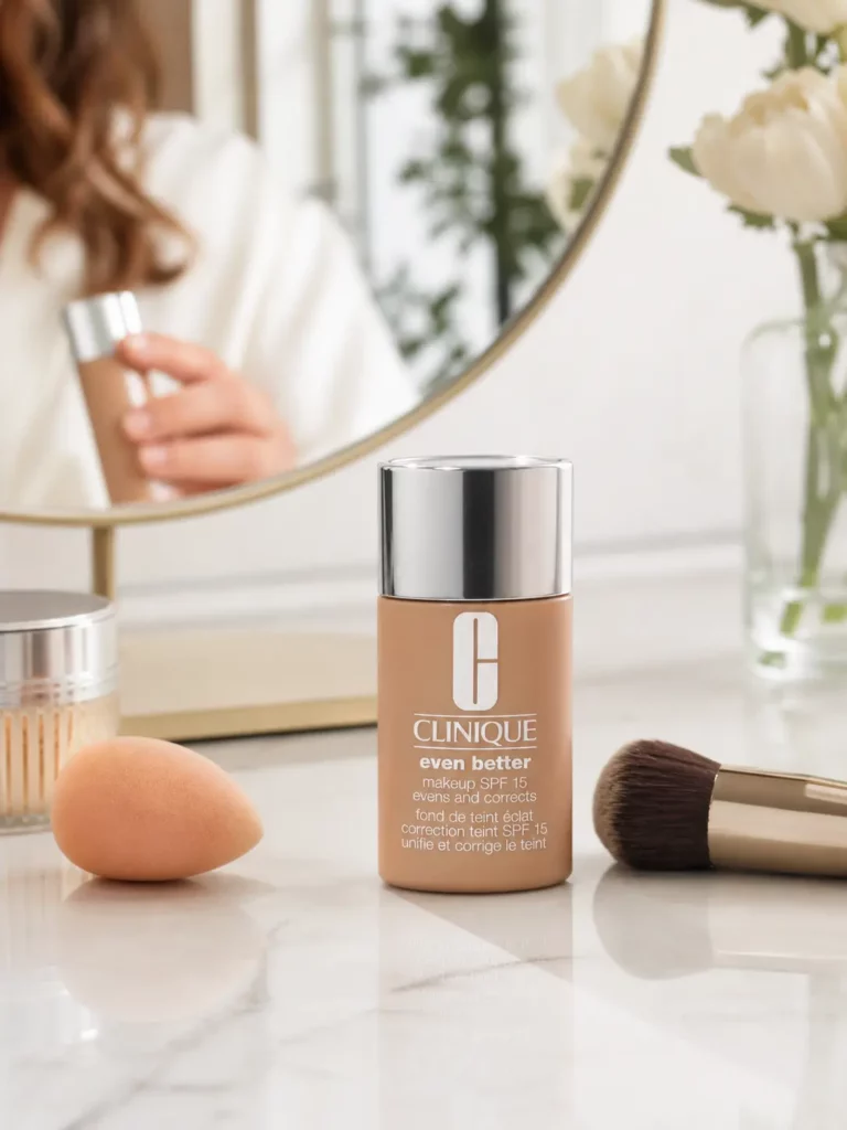 Clinique Even Better Make Up SPF15 WN 46 Golden Neutral - sfeerfoto shade-setting