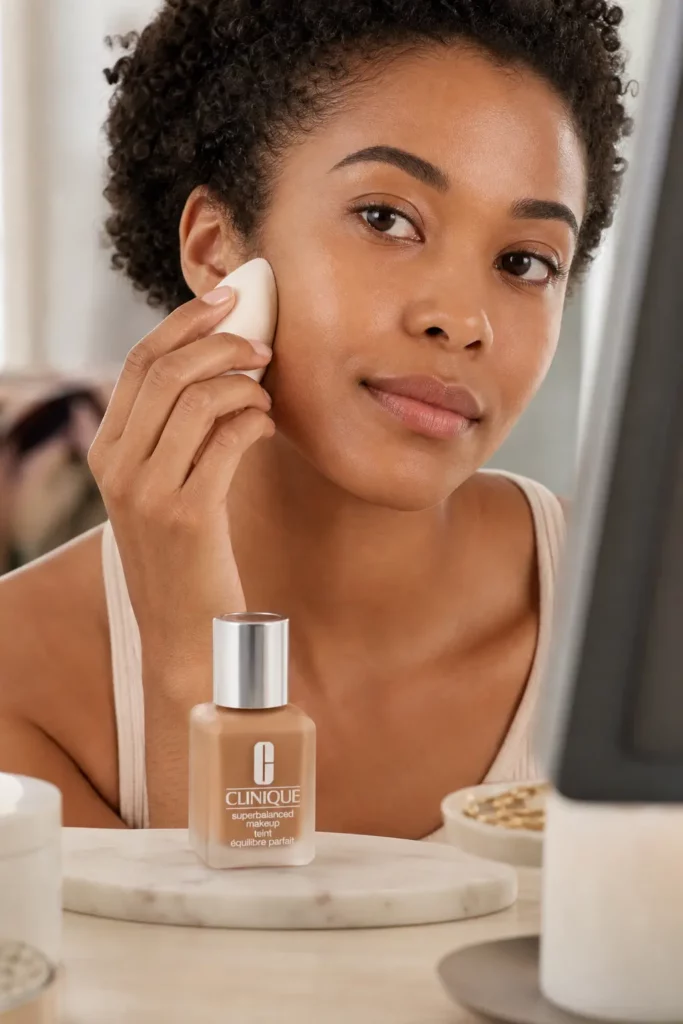 Clinique Superbalanced Makeup SPF 15 CN44 Golden - sfeerfoto application