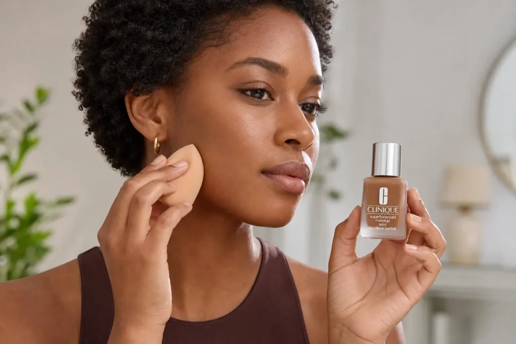 Clinique Superbalanced Makeup SPF15 CN40 Almond - sfeerfoto application