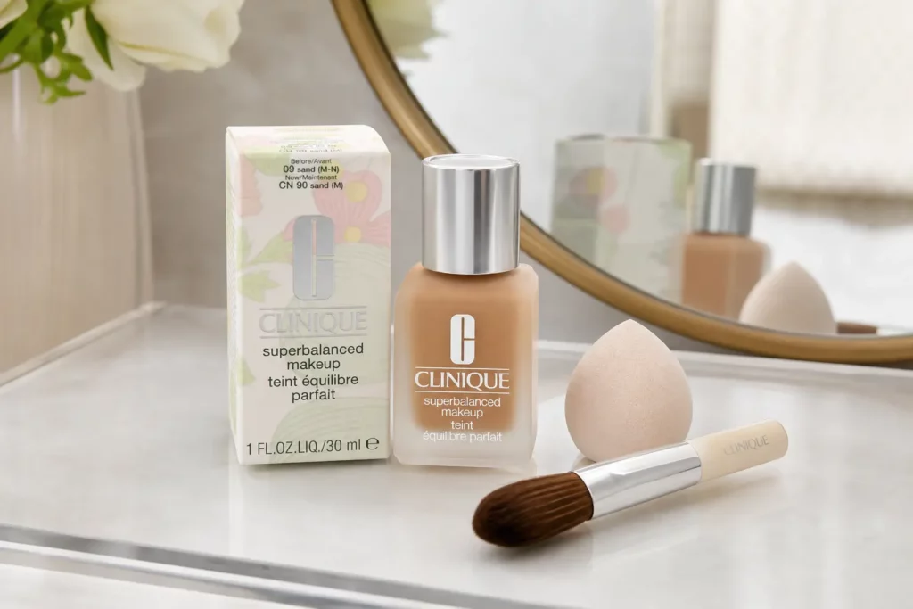 Clinique Superbalanced Makeup SPF15 CN40 Almond - sfeerfoto shade-setting