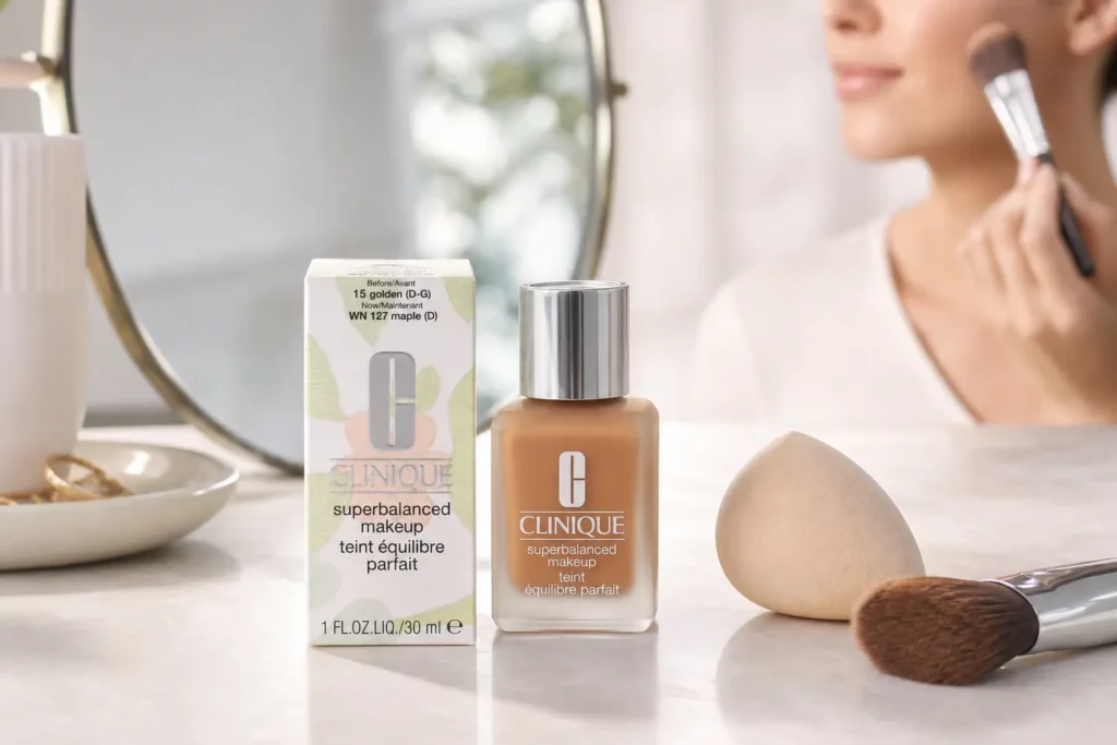 Clinique Superbalanced Makeup SPF15 WN127 Maple - sfeerfoto shade-setting