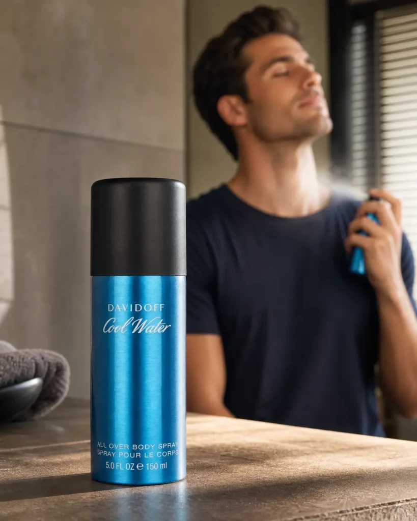 Davidoff Cool Water Man Body Spray - sfeerfoto in gebruik