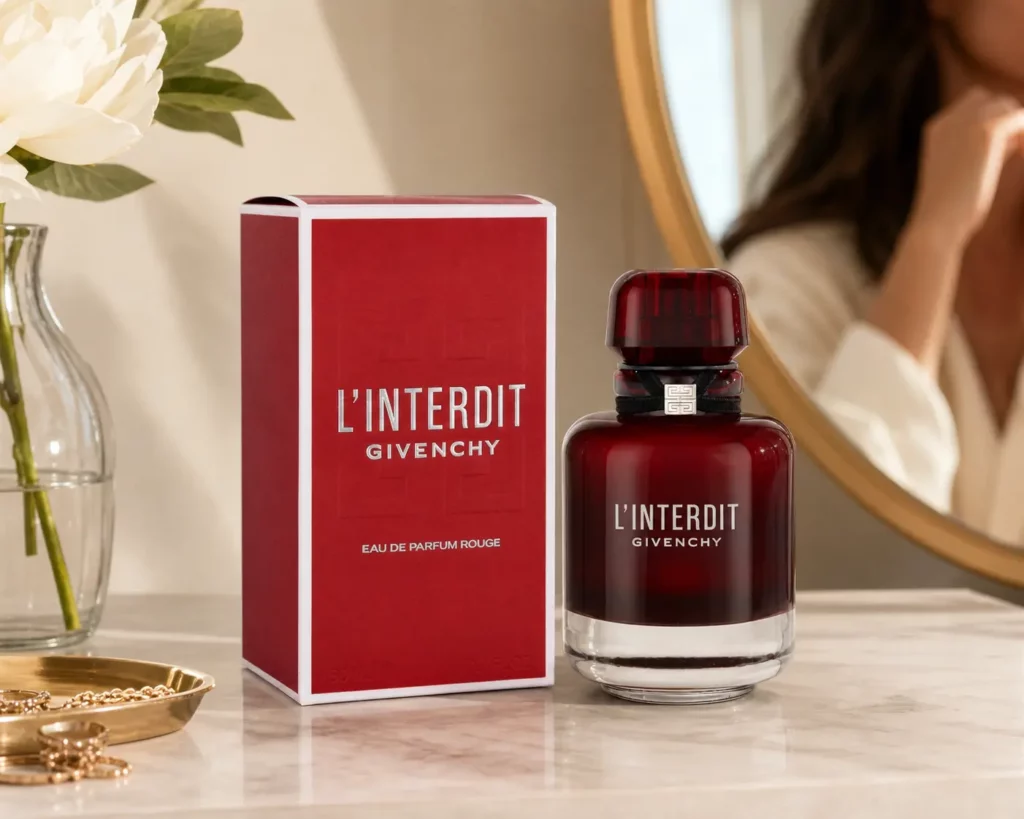 Givenchy L'Interdit Rouge Edp Spray - sfeerfoto kaptafel