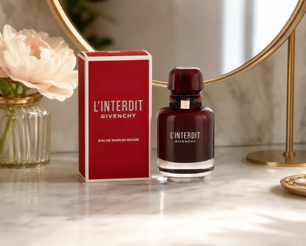 Givenchy L'Interdit Rouge Edp Spray - sfeerfoto kaptafel