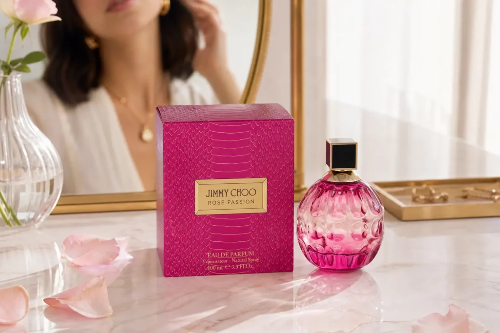 Jimmy Choo Rose Passion Edp Spray - sfeerfoto kaptafel