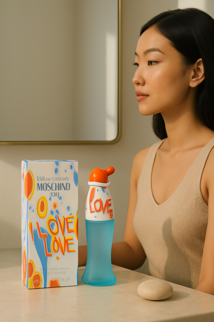 Moschino Cheap & Chic I Love Love EDT Spray 100ml - sfeerfoto kaptafel