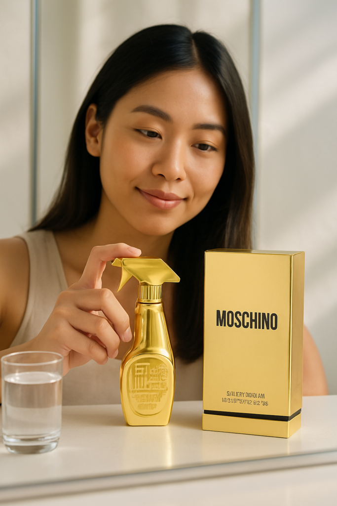 Moschino Fresh Couture Gold EDP Spray 30ml - sfeerfoto kaptafel