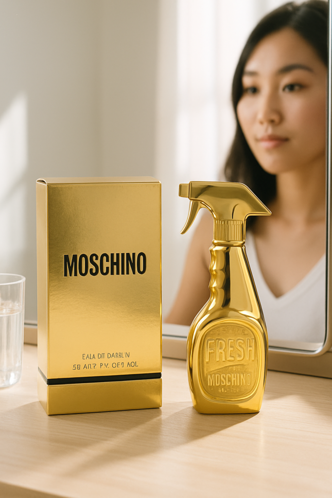 Moschino Fresh Couture Gold EDP Spray 50ml - sfeerfoto kaptafel