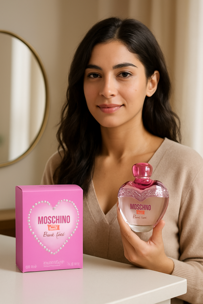 Moschino Pink Bouquet EDT Spray 100ml - sfeerfoto in gebruik