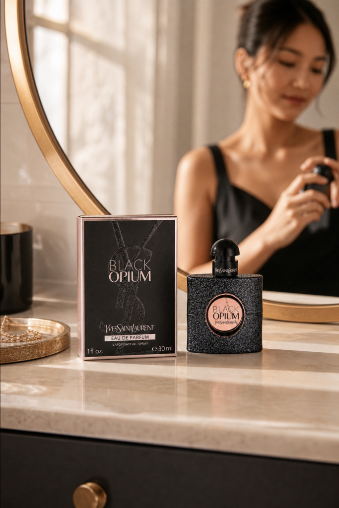 Yves Saint Laurent Black Opium Eau de parfum 30ml - sfeerfoto kaptafel