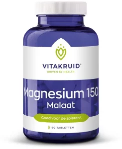 Magnesium 150 Malaat met Vitamine B6 (P-5-P) Vitakruid 90tb