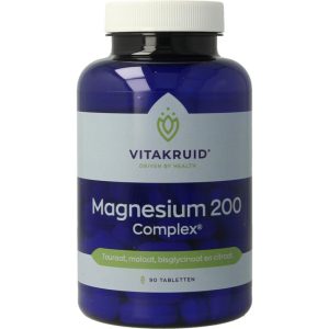 Magnesium 200 Complex Tauraat Malaat Bisglycinaat Vitakruid 90tb