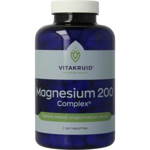 Magnesium 200 Complex Tauraat Malaat Bisglycinaat Vitakruid 180tb