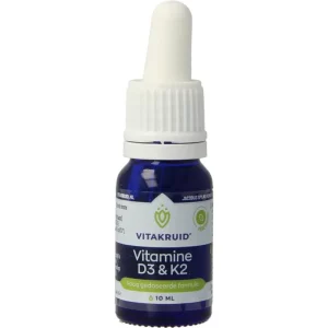 Vitamine D3 & K2 (MenaQ7) met druppelpipet Vitakruid 10ml